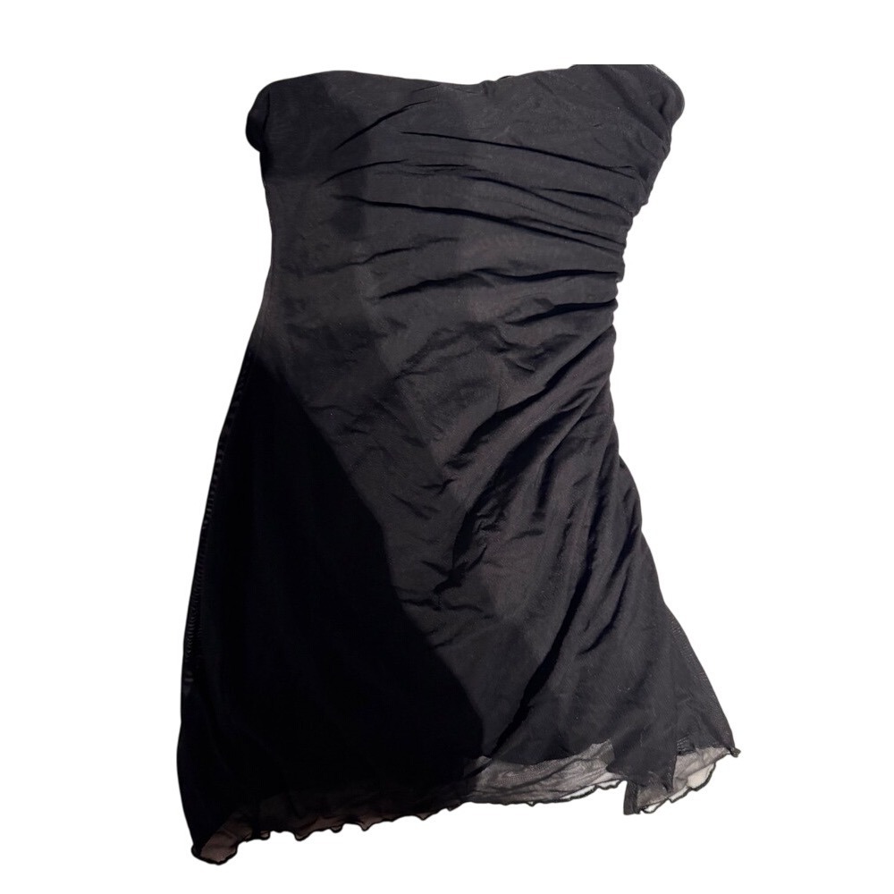 Thats So Fetch Black Mesh Ruched Strapless Bodycon Mini‎ Dress Women's Size 4